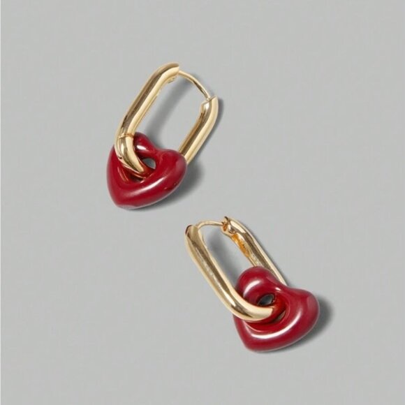 Anthropologie Jewelry - Gold and Red Earrings Q439